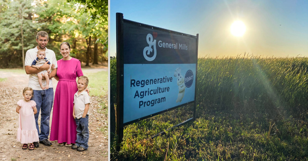Regenerative agriculture farmer with his family